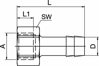 Slangenippel, indv. Gevind