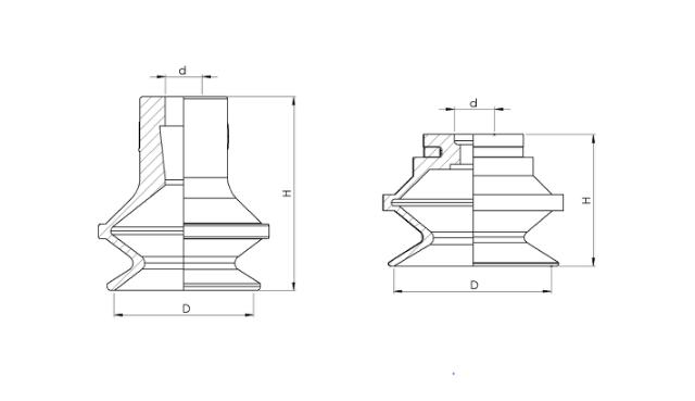 1,5 Bellow Vacuum Cups Ø20-Ø52mm PIAB Compatible